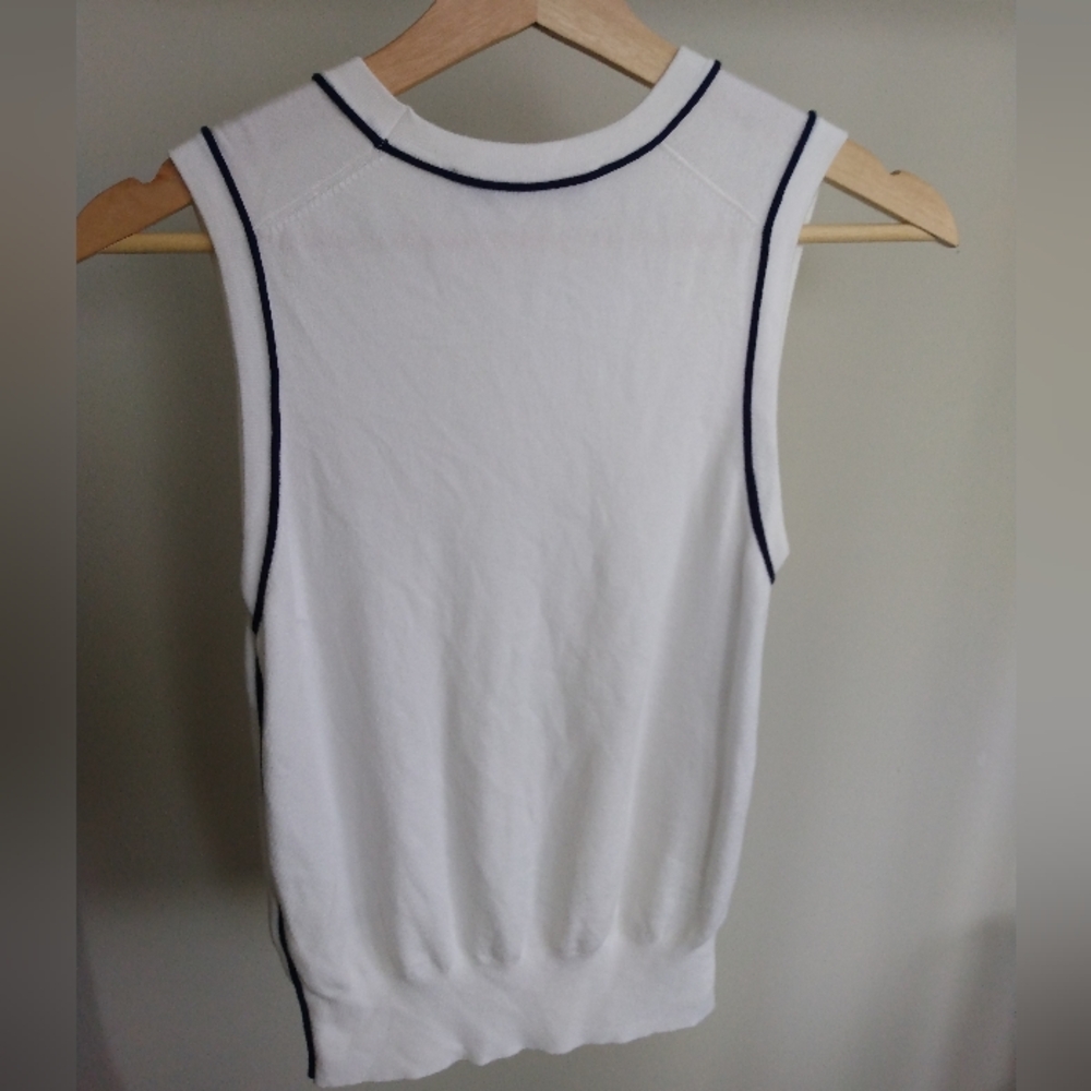 Zara White Sleeveless Knit with contrasting blue details size Small - Picture 4 of 6